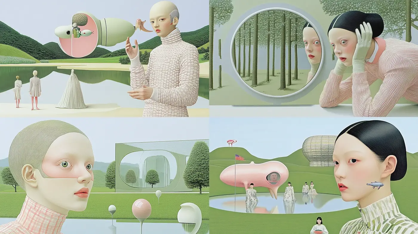Surreal Dreamscapes with a Contemporary Pastel Serenity - Midjourney sref style
