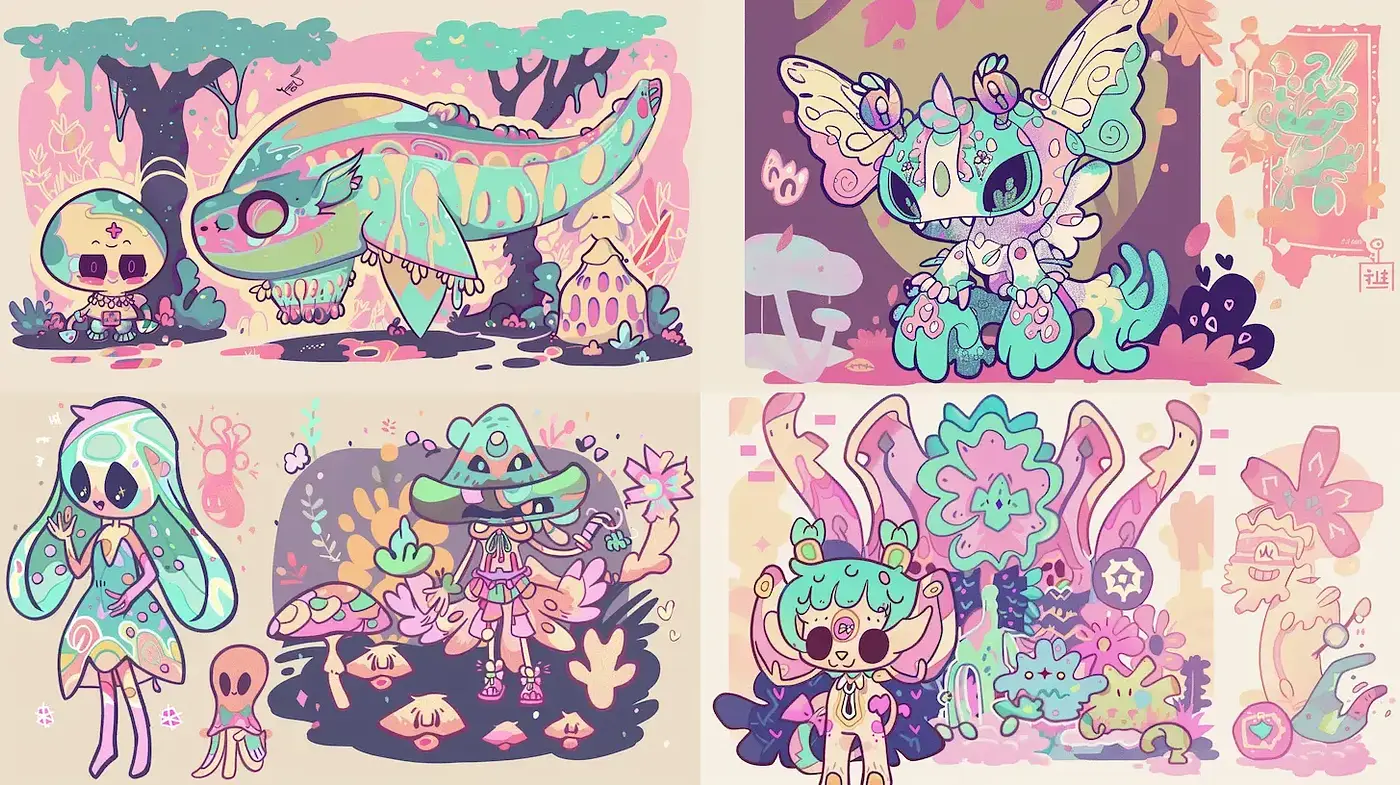 Whimsical Pastel Dreamscape with Vibrant Cartoonish Charm - Midjourney sref style