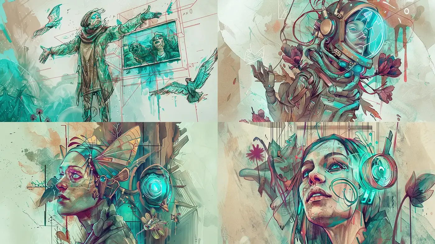 Futuristic and ethereal digital illustrations with a surreal twist - Midjourney sref style