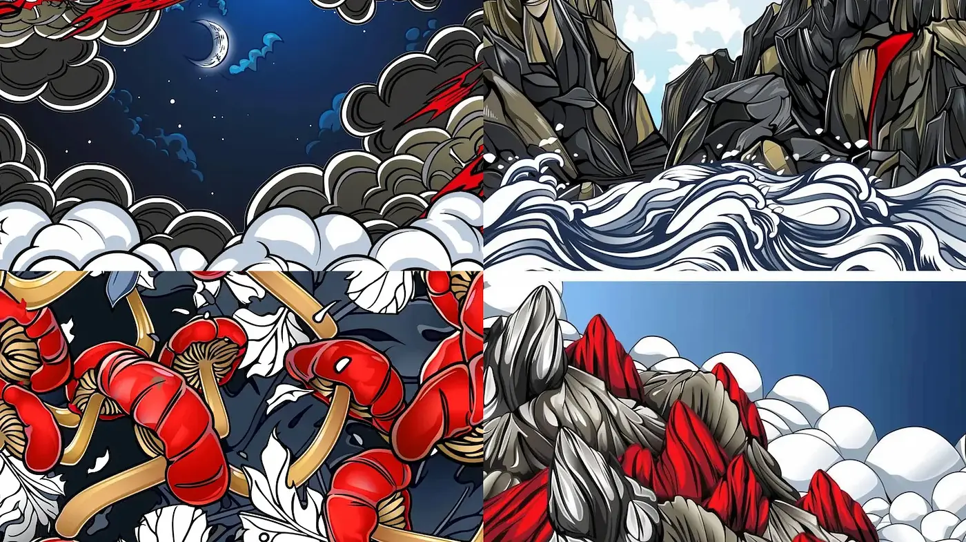 Dynamic and Evocative Illustrations with Japanese Influences - Midjourney sref style