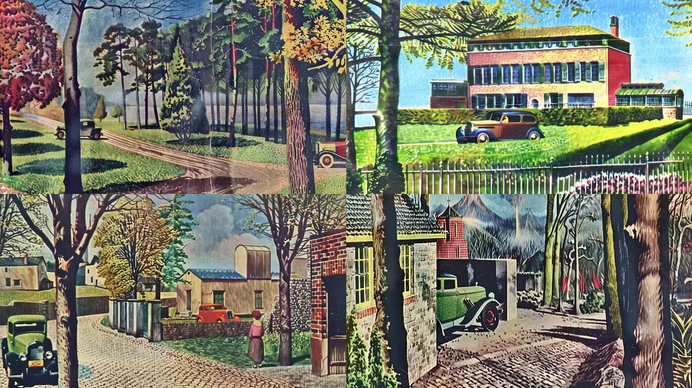 Nostalgic Mid-Century Pastoral Scenes - Midjourney sref style