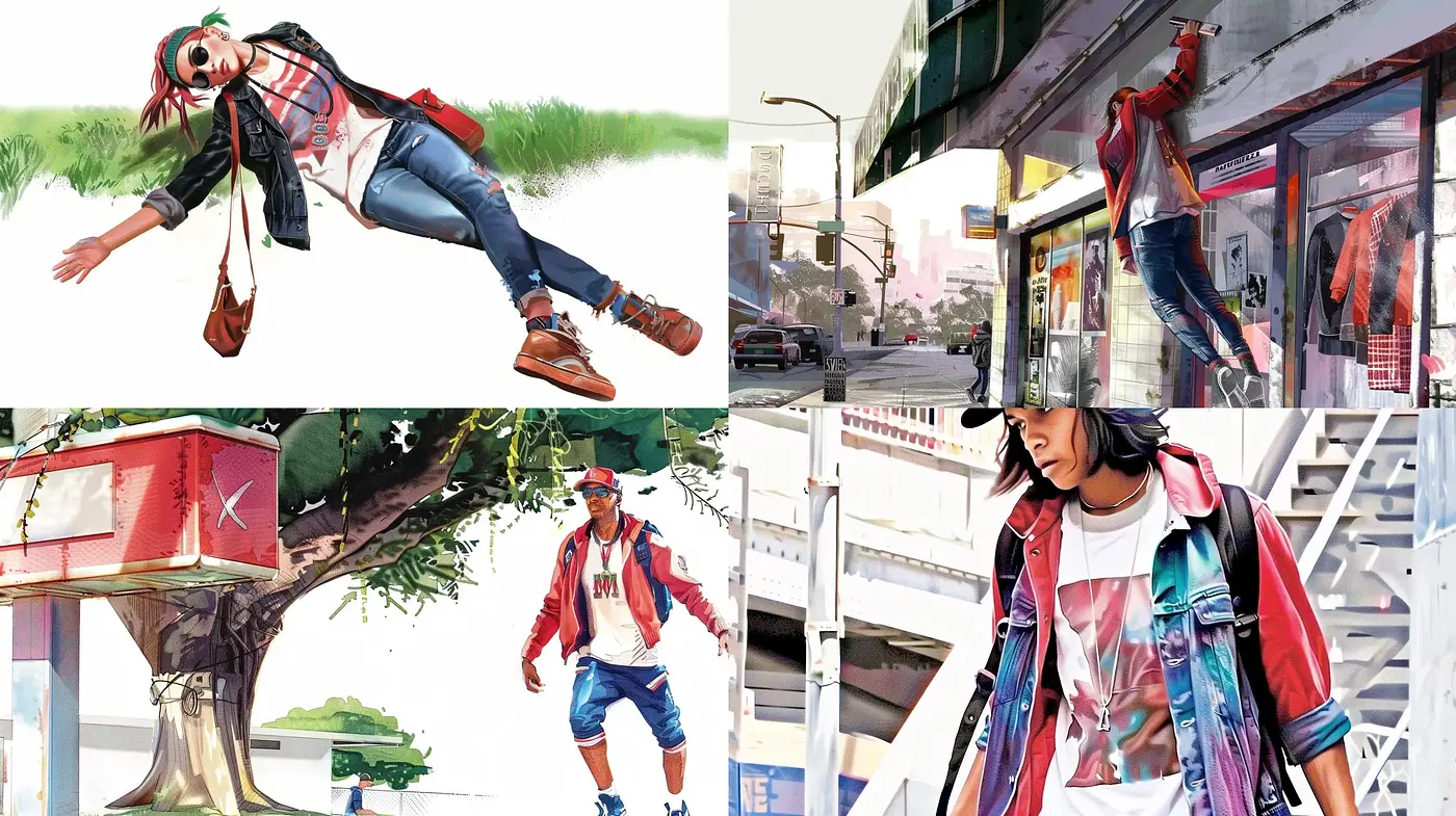 Dynamic Urban Sketchbook Illustrations - Midjourney sref style