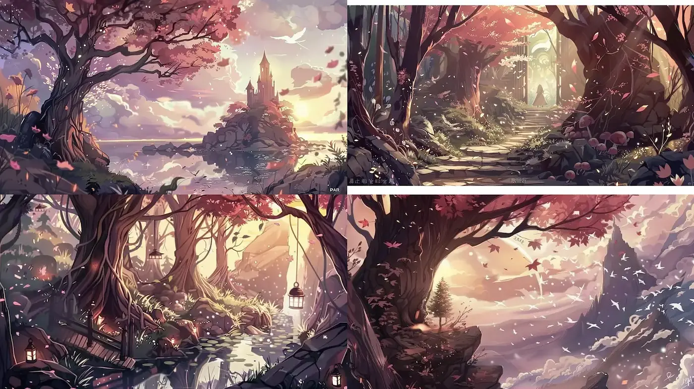 Enchanted Landscapes with Ethereal Quality and Whimsical Touch - Midjourney sref style