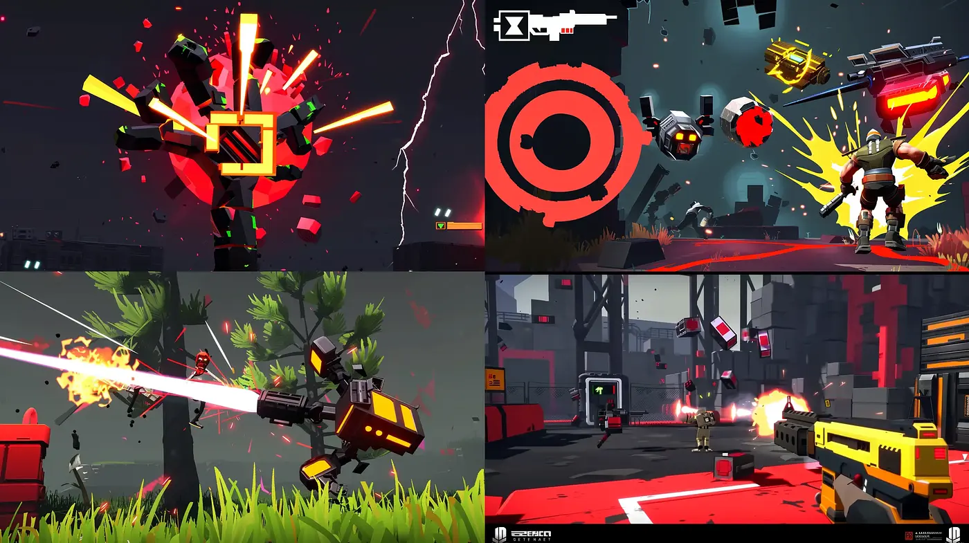 Futuristic Digital Battlefields: A Symphony of Neon and Geometry - Midjourney sref style