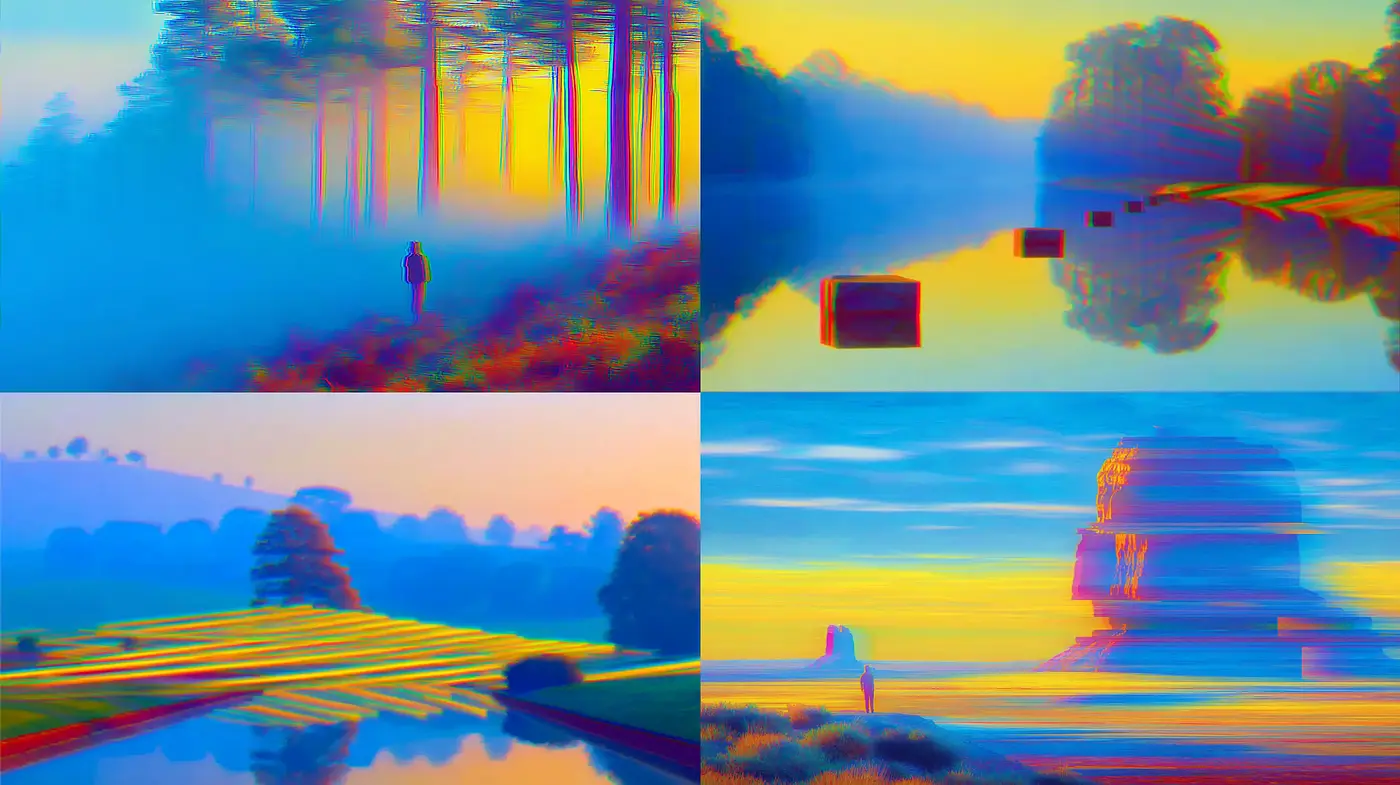 Surreal Dreamlike Landscapes with Vivid Colors and Soft Gradients - Midjourney sref style