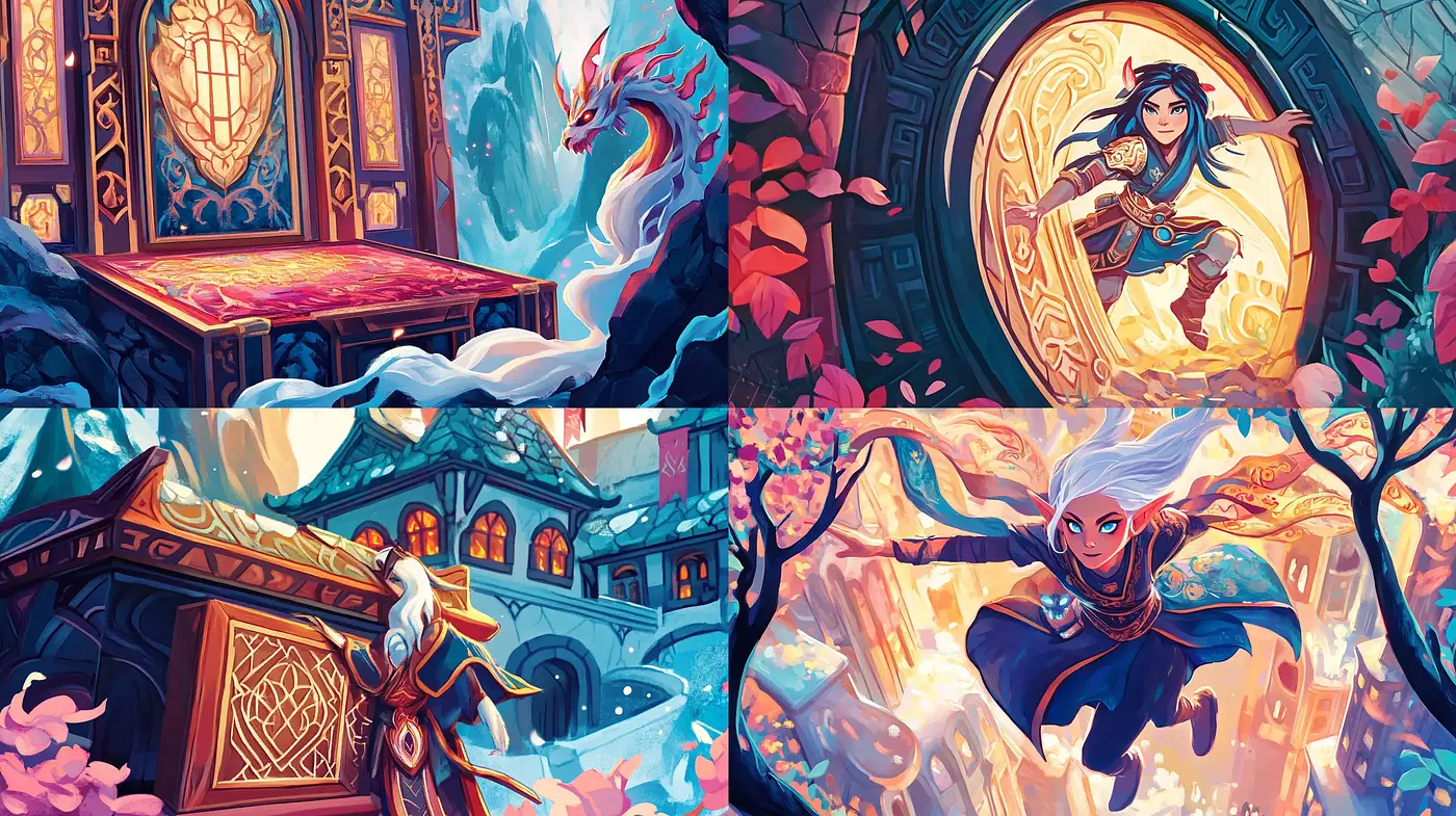 Vibrant Fantasia: A Vivid Tapestry of Mythical Storytelling - Midjourney sref style