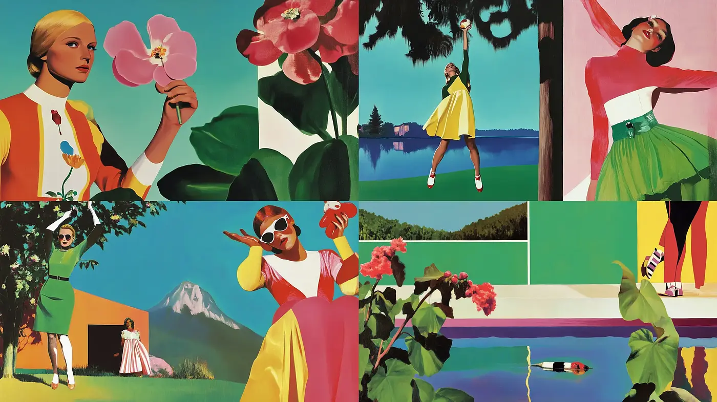 Retrofuturistic Serenity: A Harmonious Blend of Vintage Mood and Optimistic Sceneries - Midjourney sref style