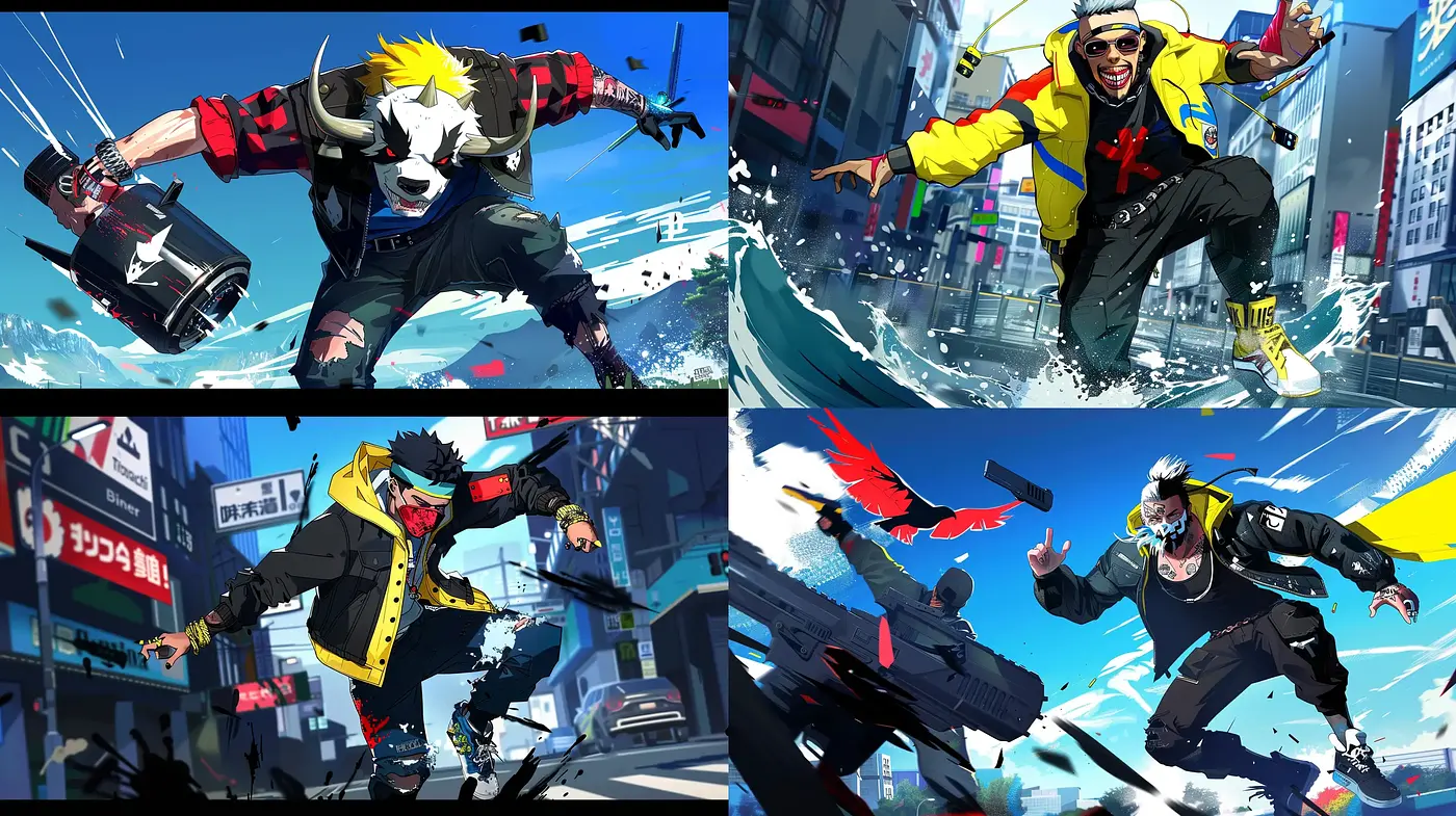 Dynamic Urban Energy in Stylized Digital Illustrations - Midjourney sref style