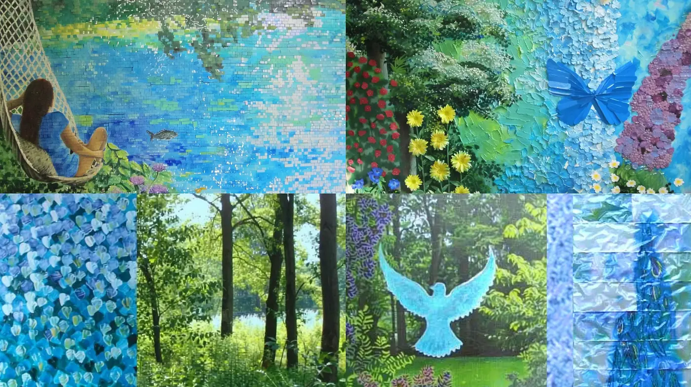 Mosaic of Nature's Serenity: A Pixelated Impressionistic Fusion - Midjourney sref style