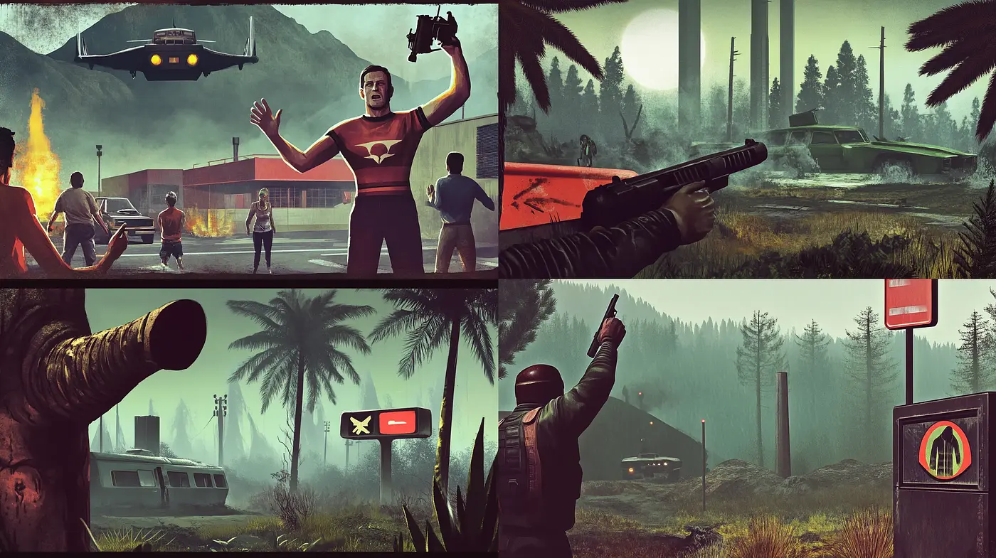 Dystopian Retro-Futuristic Cinematic Illustration - Midjourney sref style