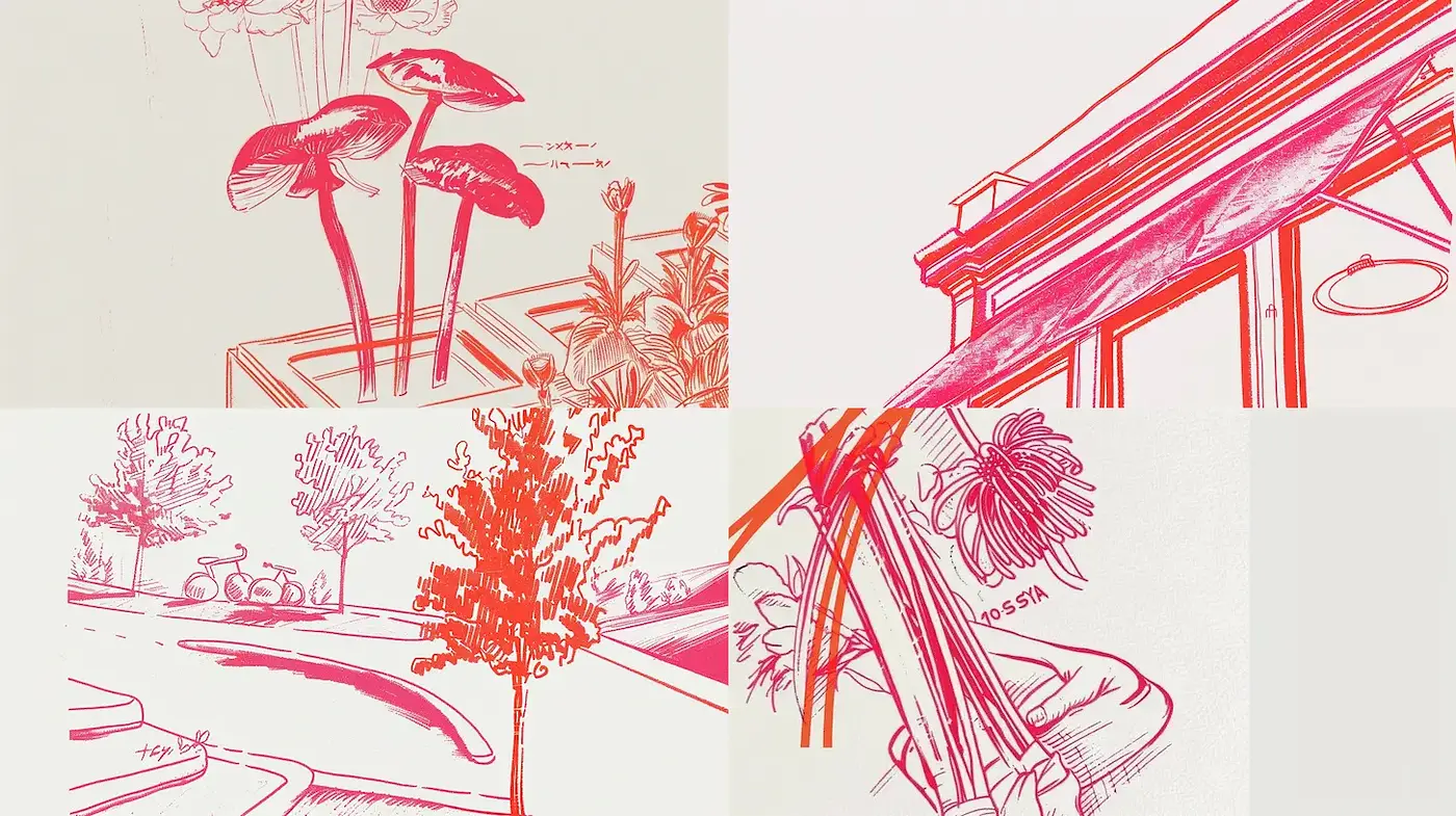 Exploration of Organic and Urban Forms Through Dynamic Linework - Midjourney sref style