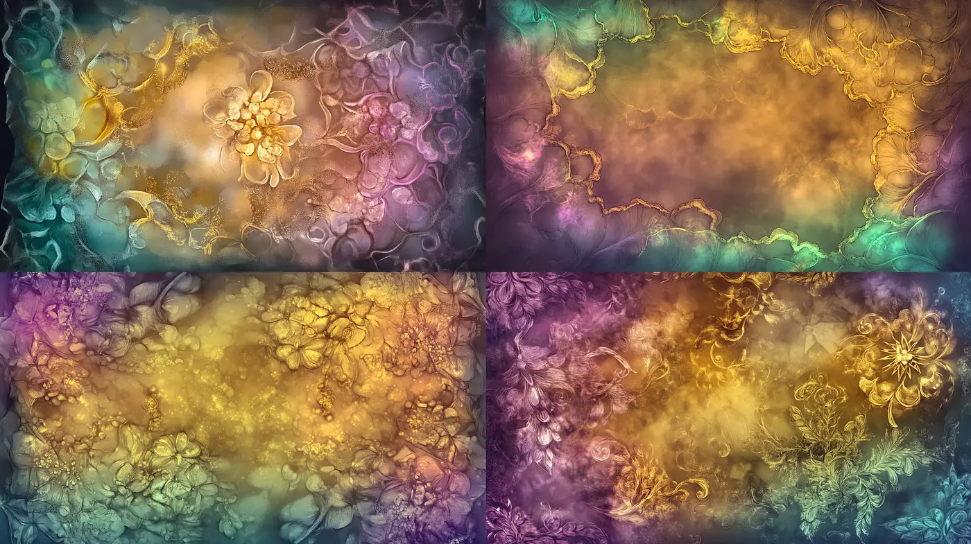 Ethereal Floral Dreamscape with Iridescent Tones - Midjourney sref style