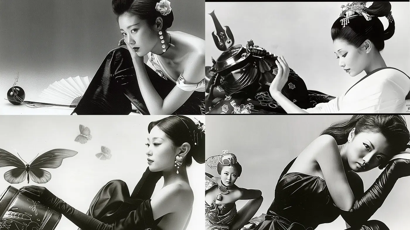 Monochrome Elegance with Textural Contrasts and Timeless Grace - Midjourney sref style
