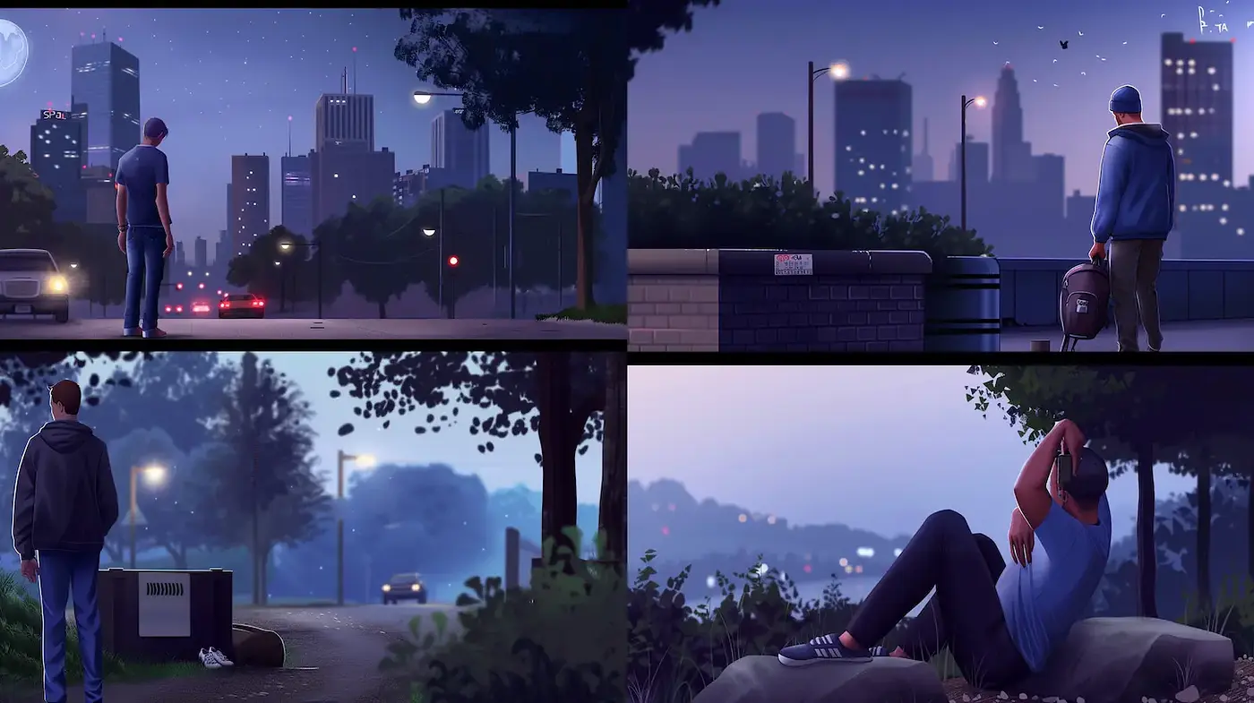 Modern Urban Scenes with a Cinematic Atmosphere - Midjourney sref style