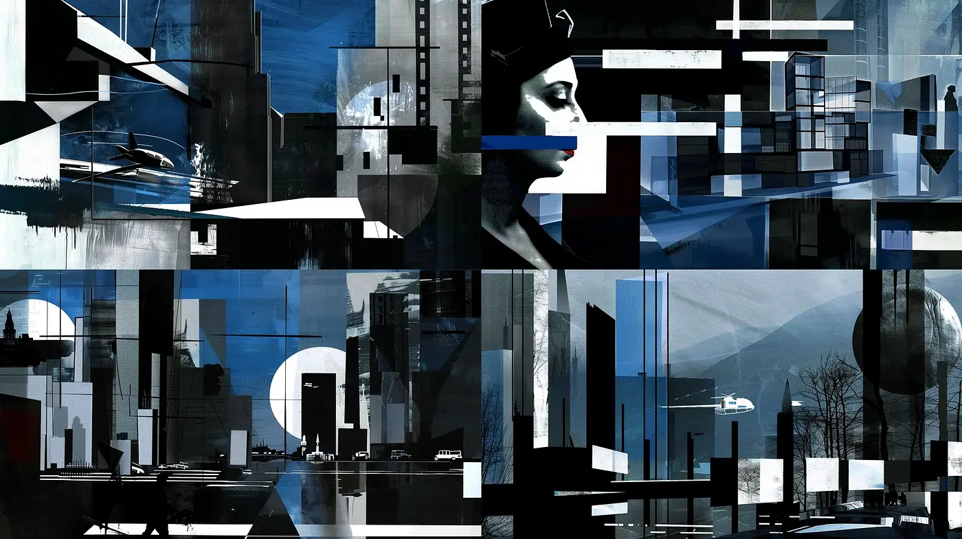 Monochromatic Architectural Fusion with a Surrealistic Edge - Midjourney sref style