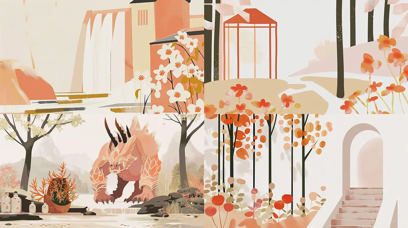 Harmonious Pastel Modernity with a Touch of Organic Elegance - Midjourney sref style