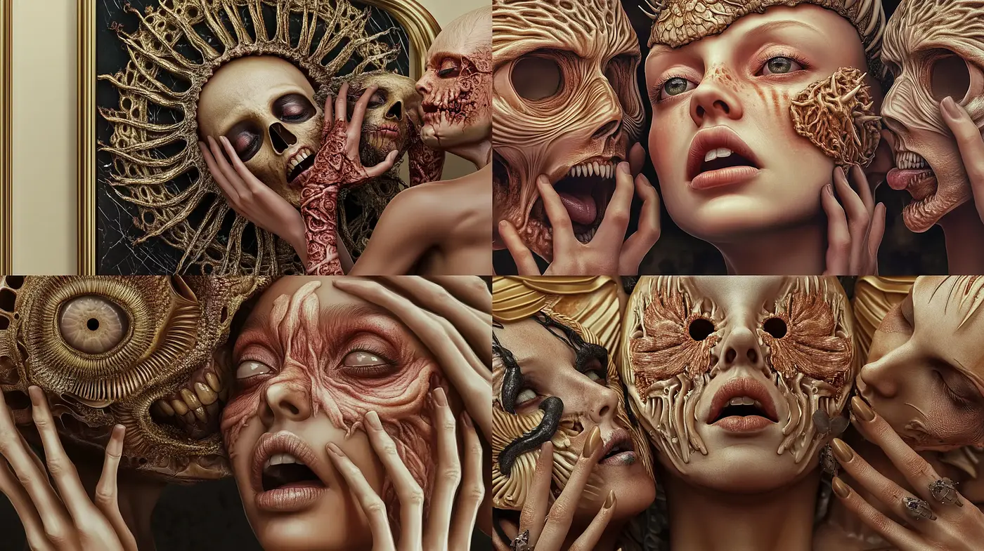 Surreal Macabre Elegance in an Organic Dreamscape - Midjourney sref style
