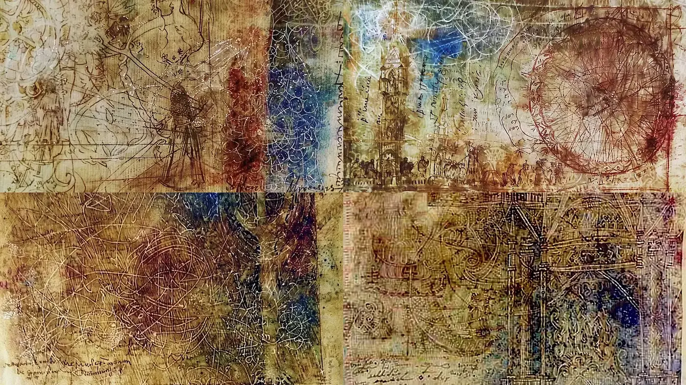 Intricate Kaleidoscopic Library of Ancient Textures and Forms - Midjourney sref style