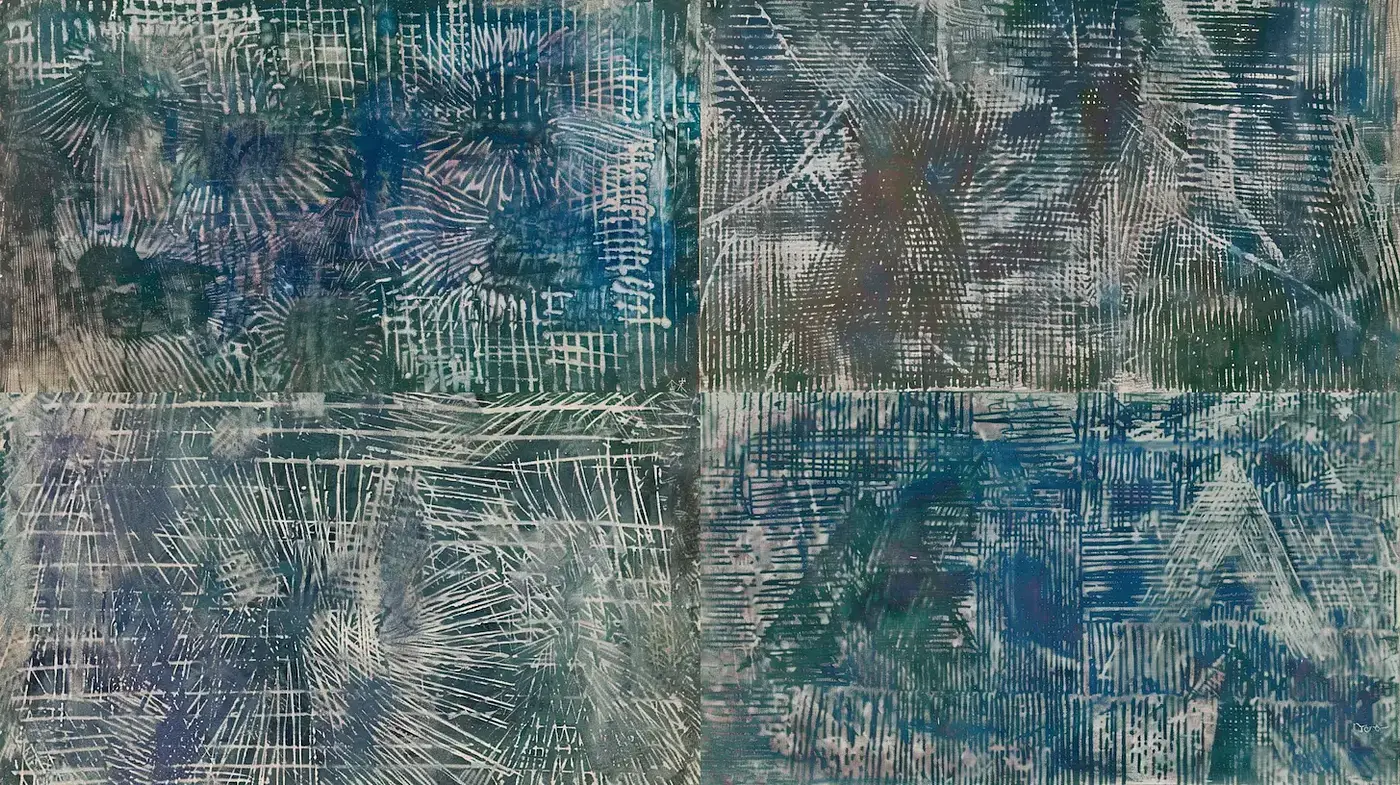 Abstract Textural Symphony in Cool Tones - Midjourney sref style