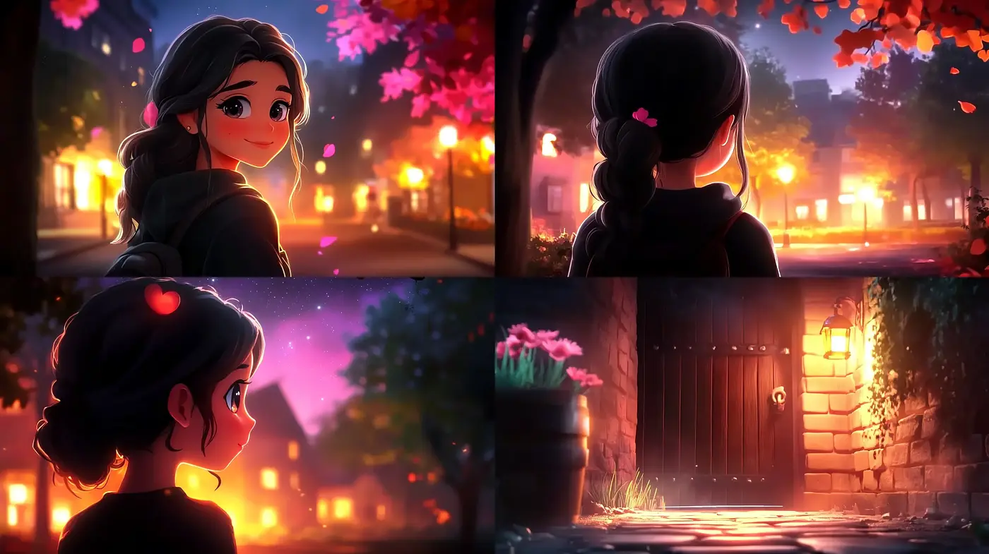 Twilight Serenity with Luminous Warmth in Animated Charm - Midjourney sref style
