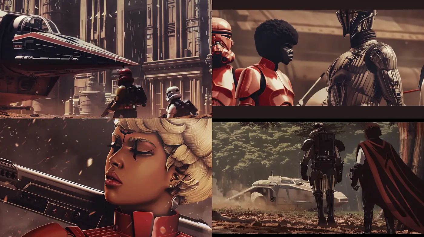 Cinematic Sepia Science Fiction Illustration - Midjourney sref style