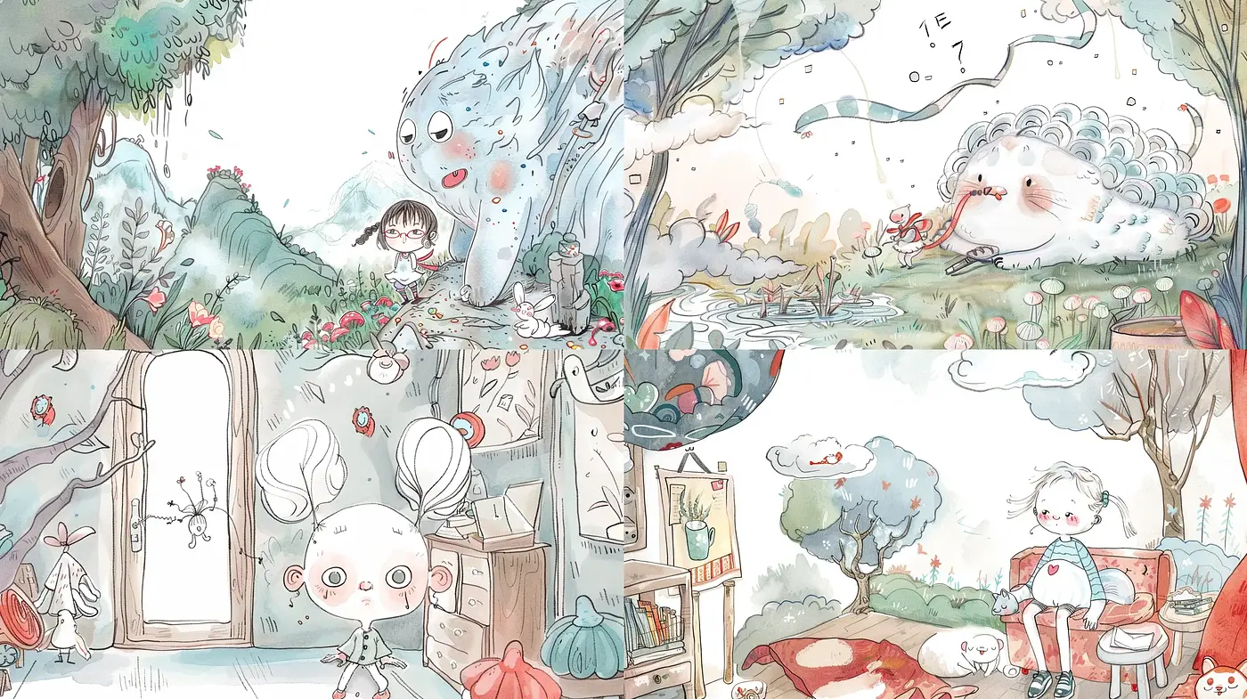 Whimsical Watercolor Fantasy with Consistent Pastel Harmony - Midjourney sref style