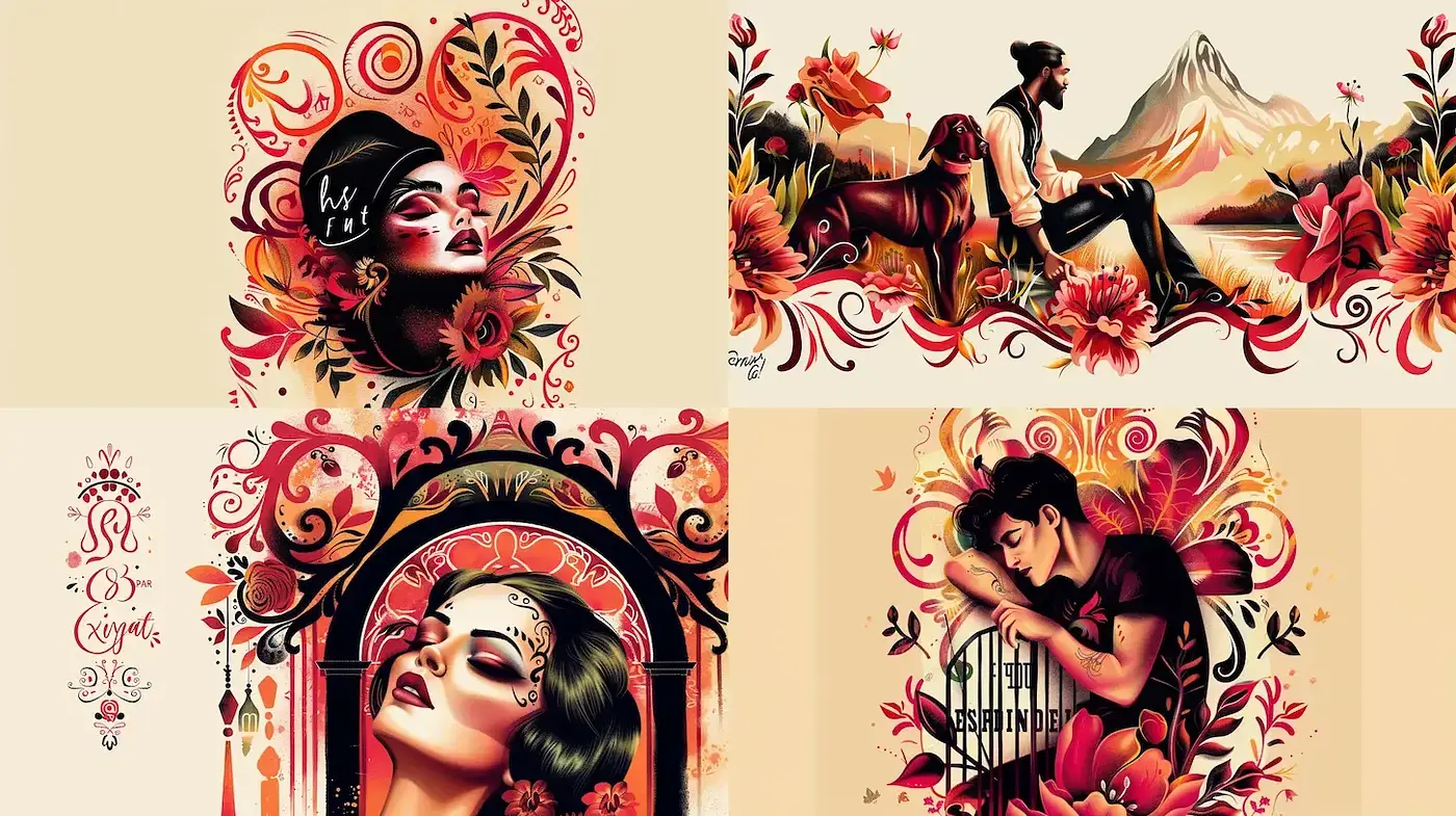 Vibrant and Emotional Illustrations with Floral Motifs - Midjourney sref style