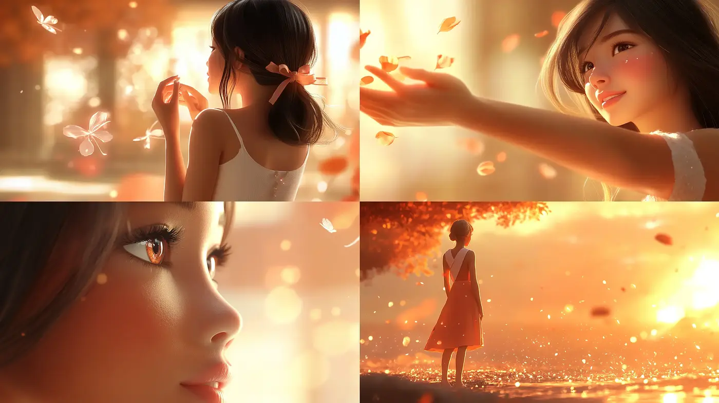 Ethereal Glow in Golden Hour: A Harmony of Warmth and Serenity - Midjourney sref style
