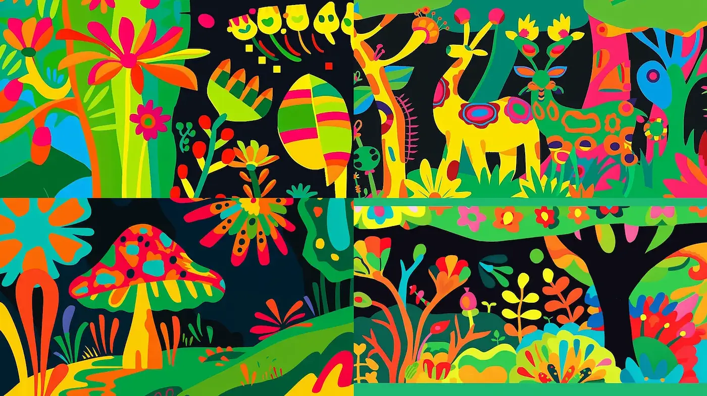 Vibrant and Playful Stylization of Nature - Midjourney sref style