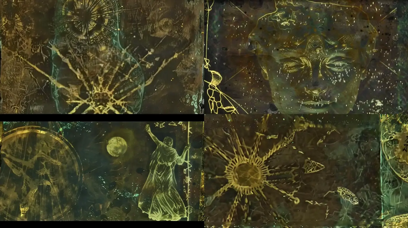 Mystical Bronzed Ambience with Art Nouveau Linearity - Midjourney sref style