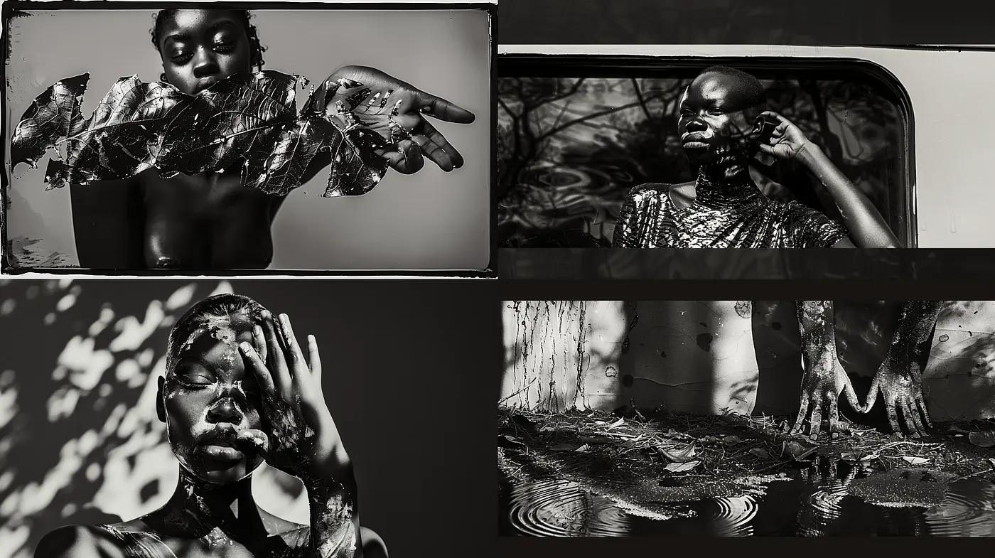 Monochromatic Expressionism in Portrait Photography - Midjourney sref style