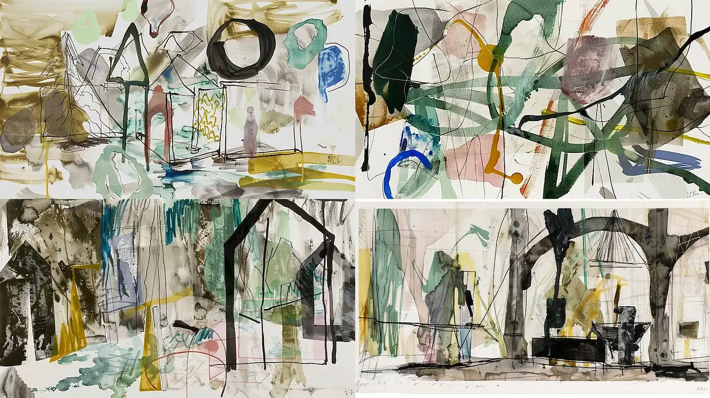 Abstract Expressionism with Organic Shapes and Earthy Tones - Midjourney sref style