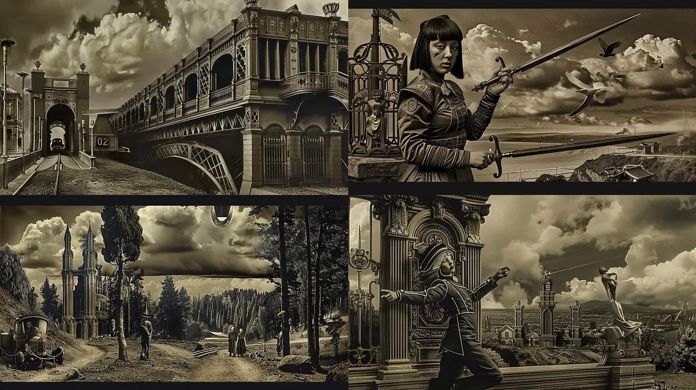 Sepia-Toned Dreamscapes with Baroque Influences - Midjourney sref style