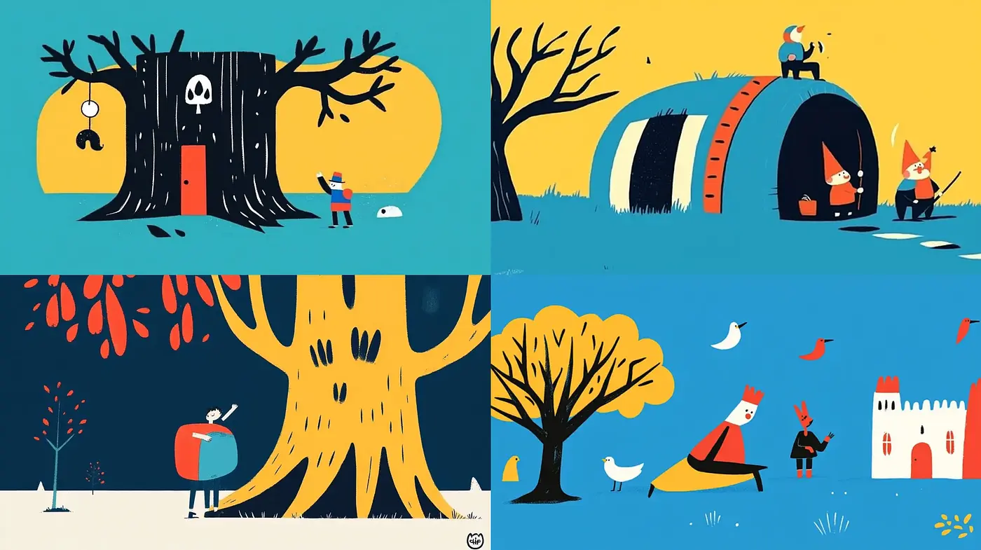 Playful Storybook Serenade: A Homage to Mid-Century Illustration and Animation - Midjourney sref style