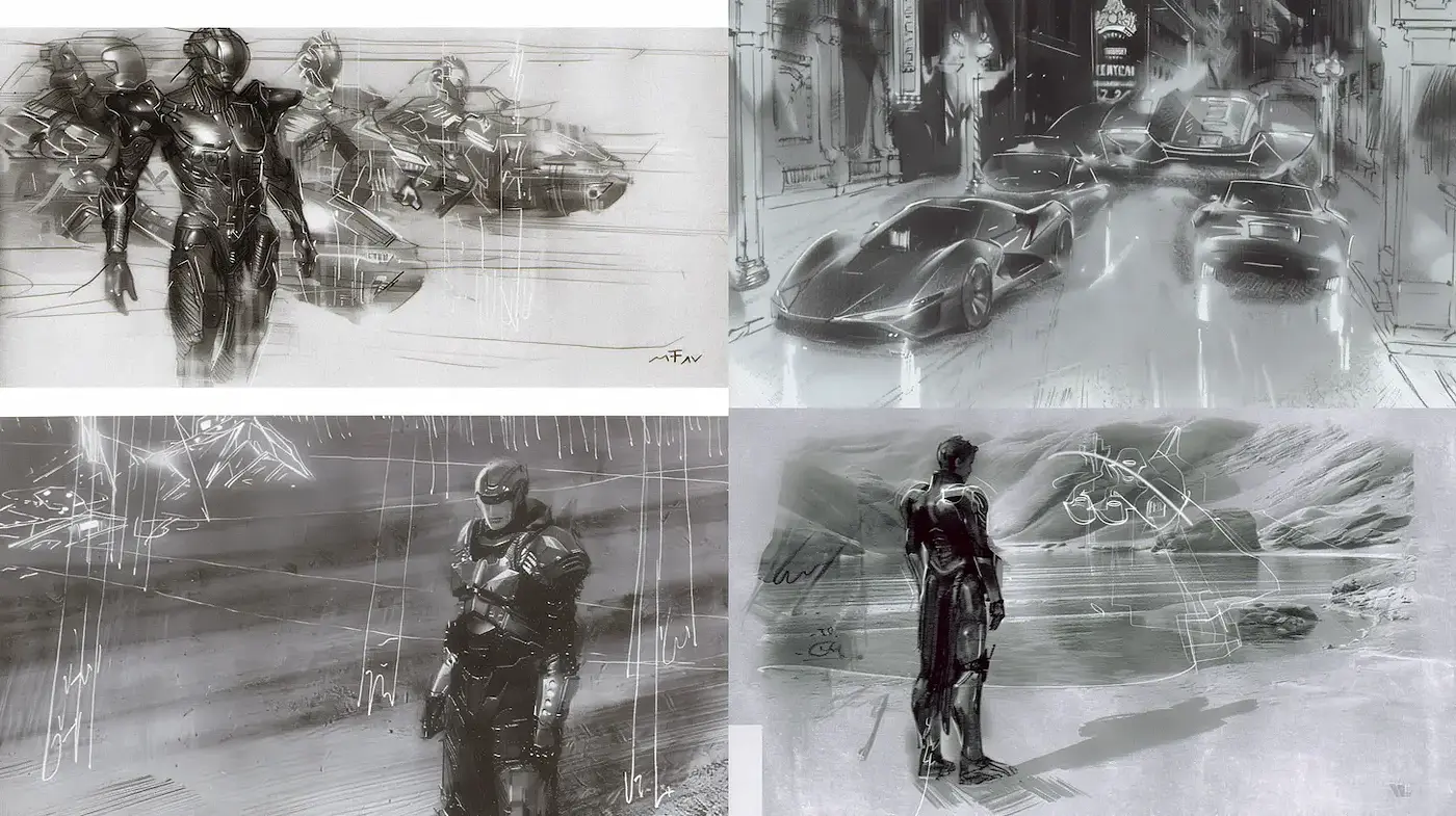 Dynamic Futuristic Monochrome Atmosphere with Hints of Cyberpunk - Midjourney sref style