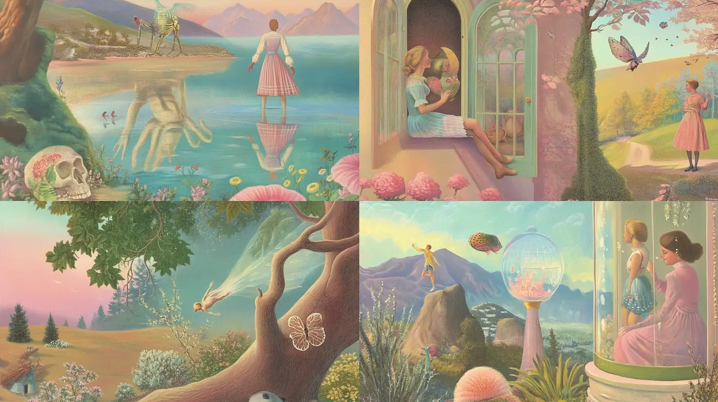 Ethereal Dreamscapes with Surrealist Overtones - Midjourney sref style