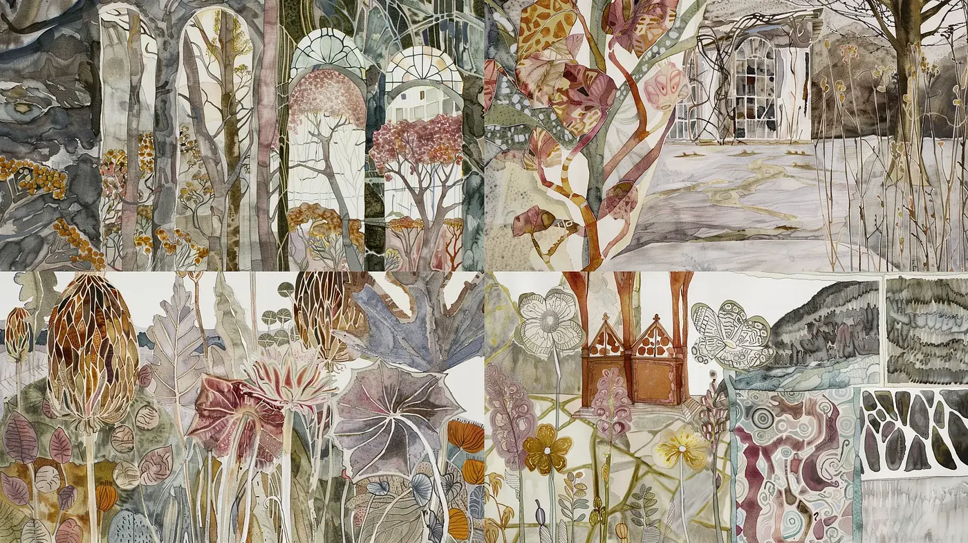 Enchanted Botanical Dreamscape: A Homage to Nature in Watercolor Hues - Midjourney sref style