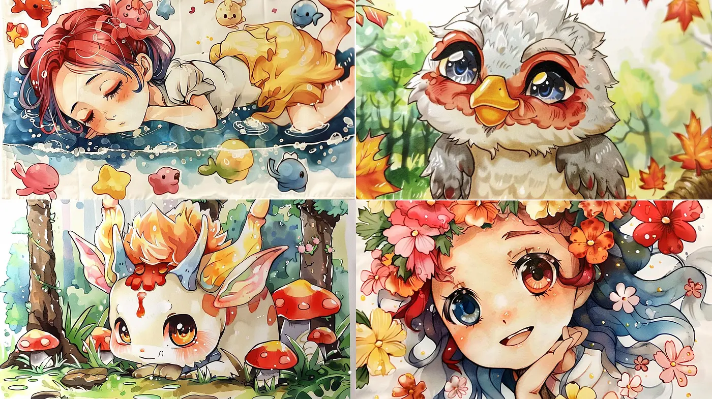 Whimsical Watercolor Wonderland: A Dreamy Fusion of Nature and Anime - Midjourney sref style