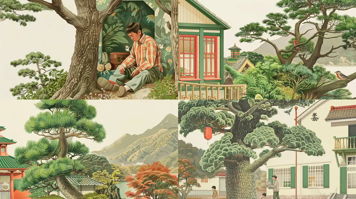 Tranquil scenes of Eastern serenity with a touch of bygone era aesthetics - Midjourney sref style