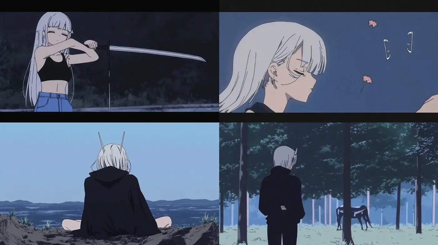 Moody Blue-Toned Anime-Inspired Tableau - Midjourney sref style