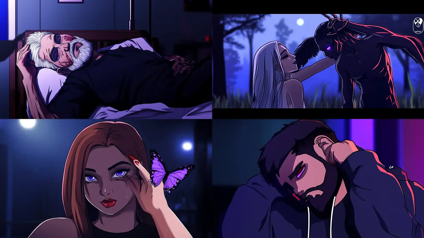 Nocturnal Elegance: A Contemporary Graphic Illustration Series with a Cinematic Touch - Midjourney sref style