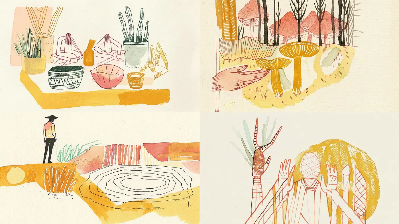 Whimsical Watercolor Impressions with a Warm and Earthy Palette - Midjourney sref style