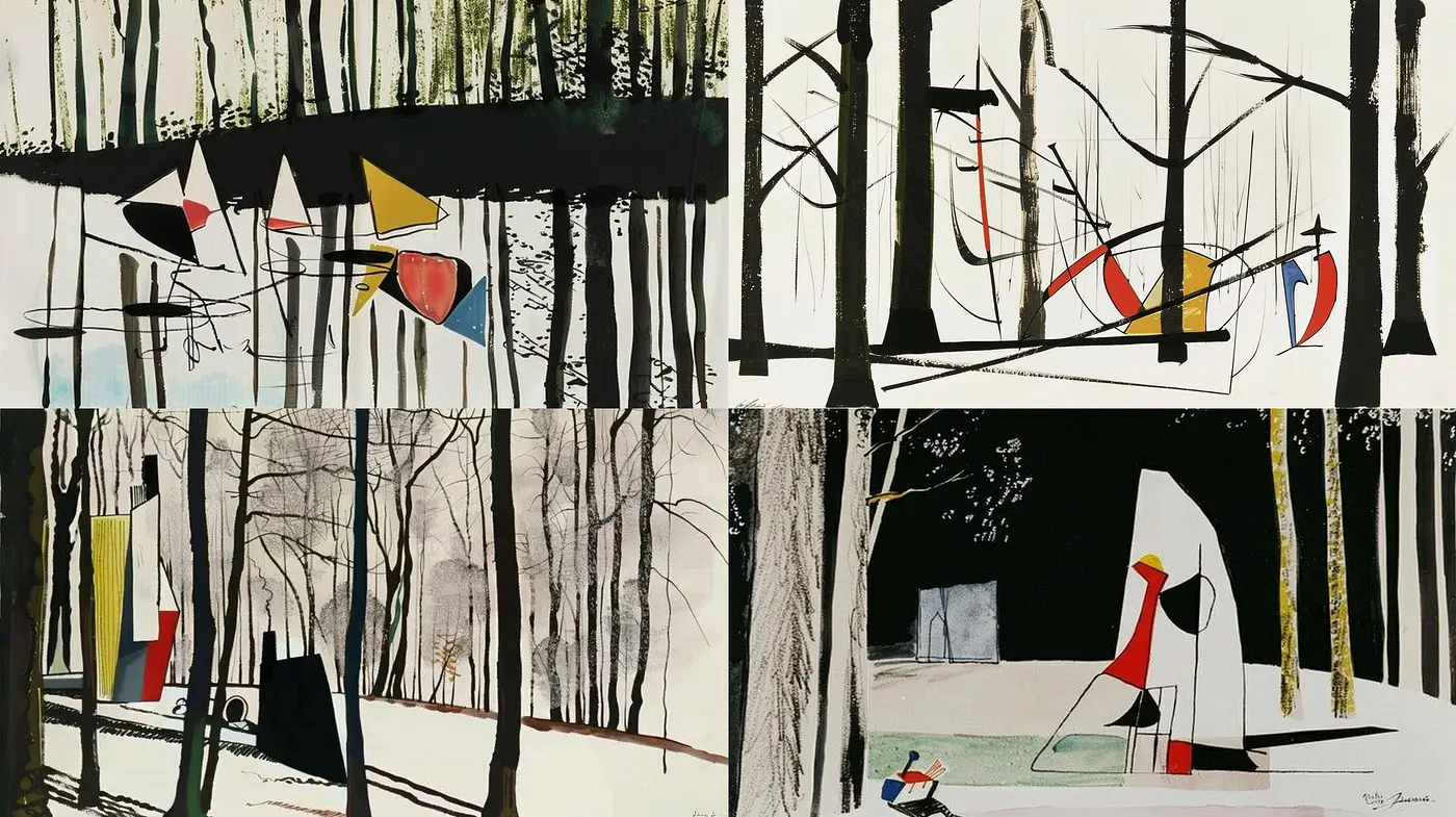 Abstract Synthesis: A Fusion of Geometric Forms in Woodland Ambiance - Midjourney sref style