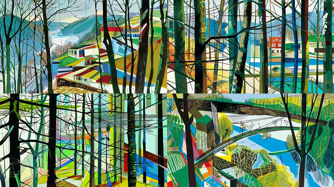 Lively Geometric Nature Montage - Midjourney sref style