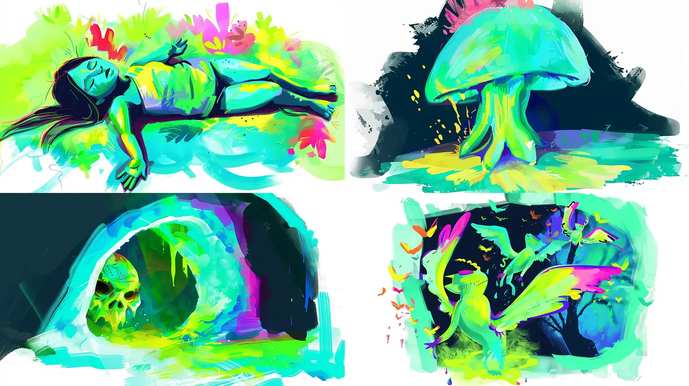 Expressive Brushwork and Vibrant Dreamscapes - Midjourney sref style