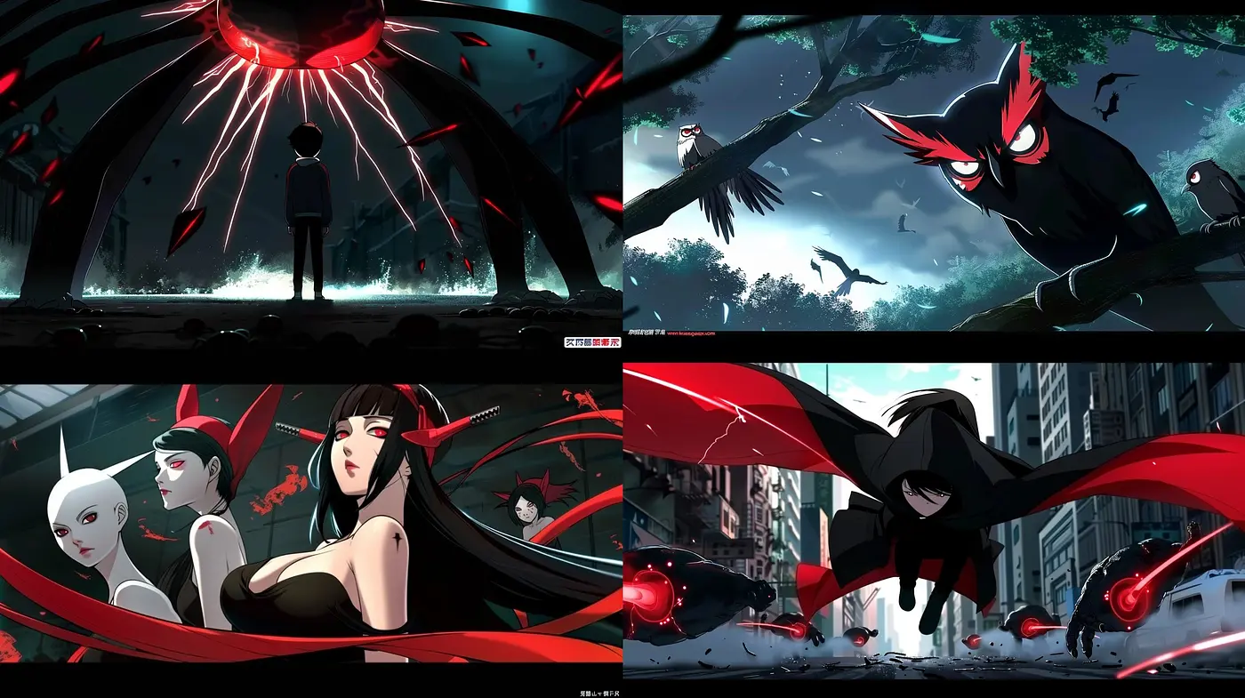 Dynamic Contrast and Vivid Hues in a Stylized Anime-Inspired Narrative - Midjourney sref style