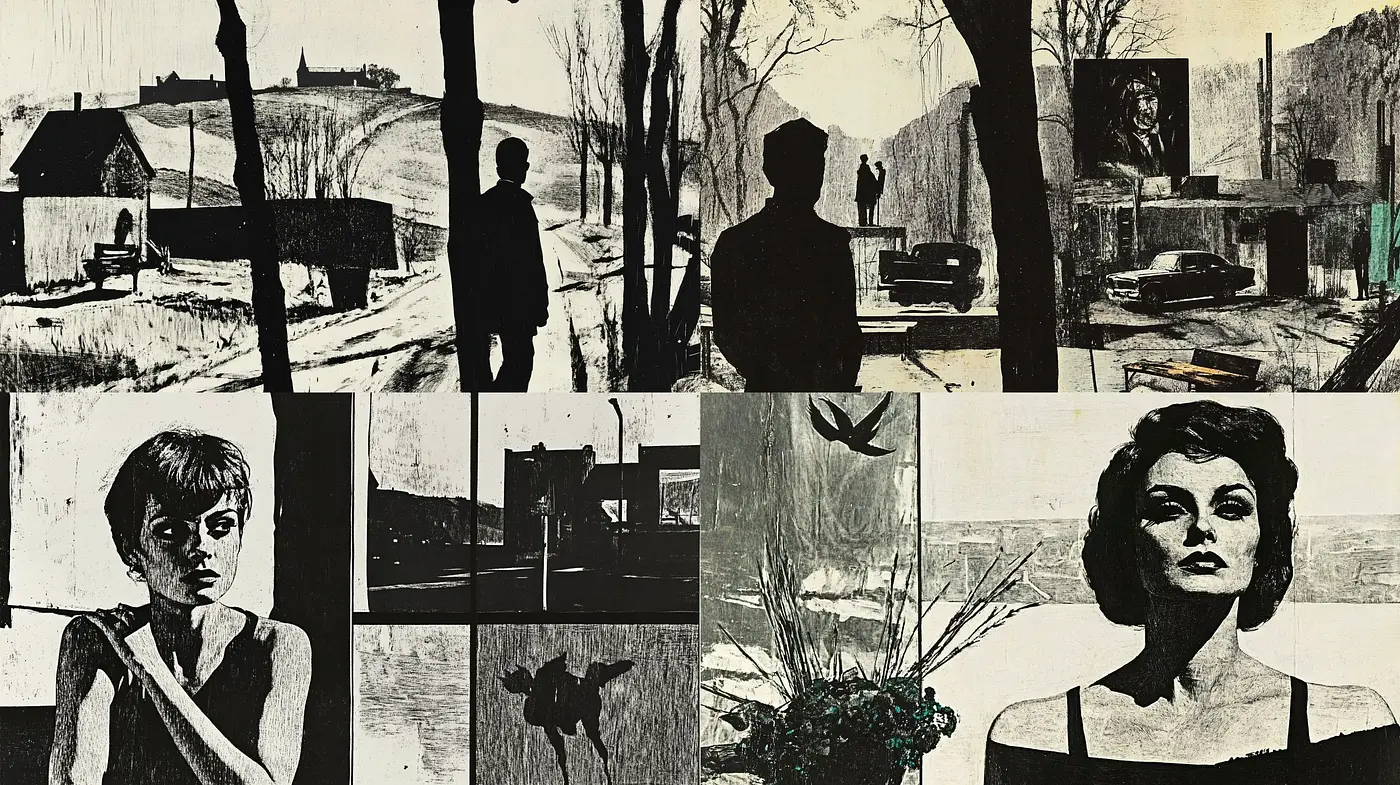 Monochrome Mosaic of Melancholic Memories - Midjourney sref style