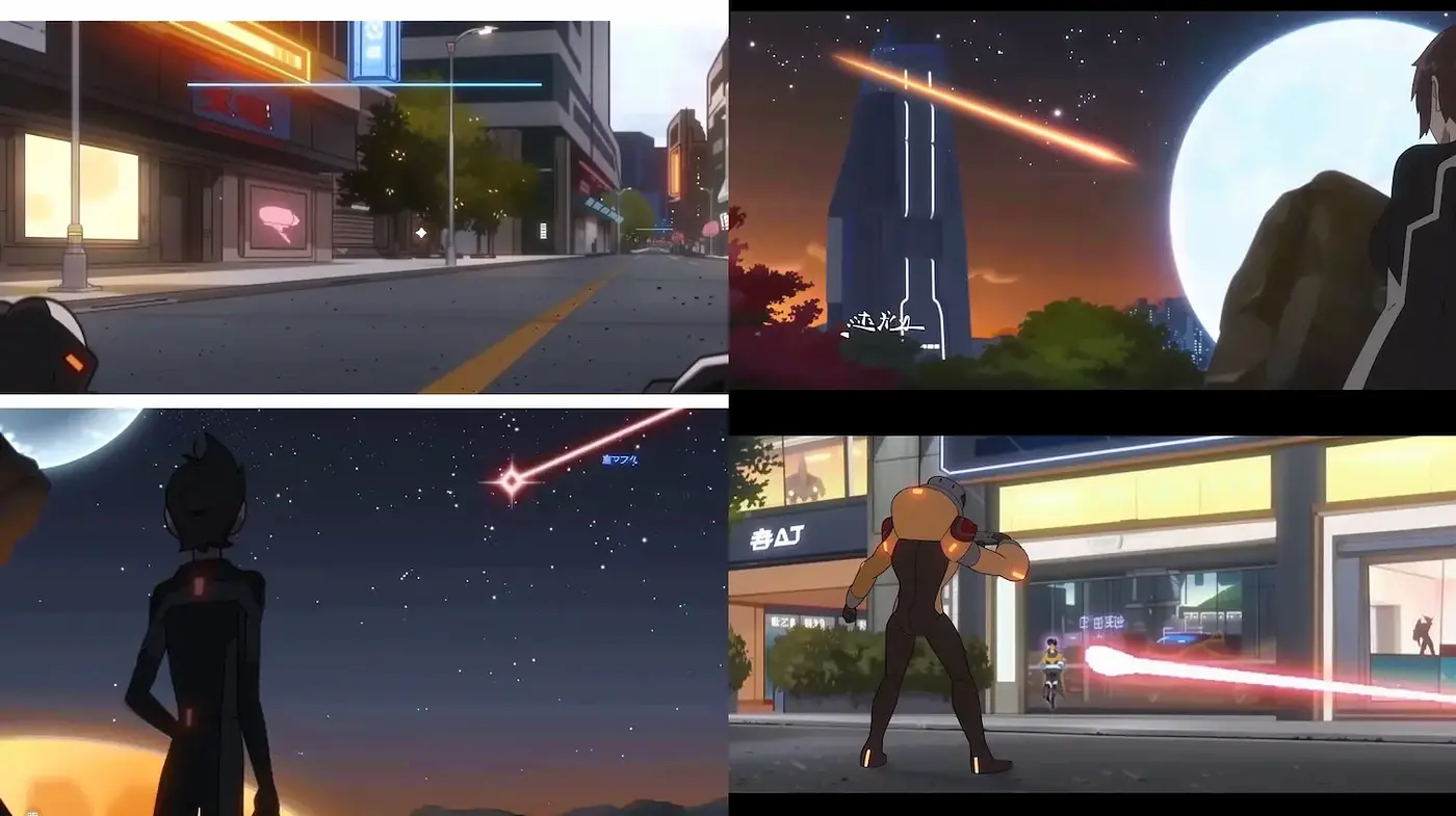 Futuristic Urban Anime with Stellar Backdrops - Midjourney sref style