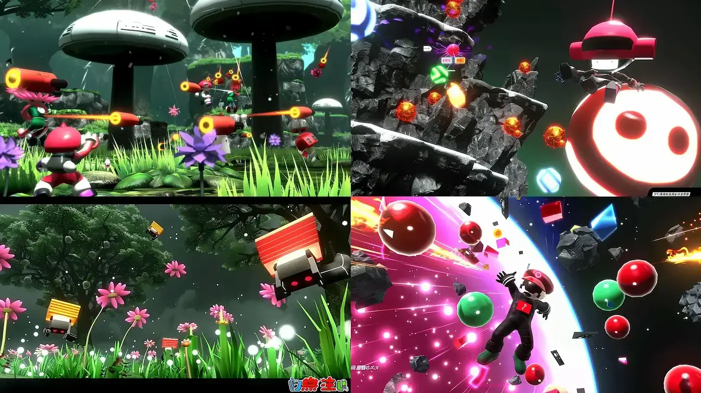Whimsical and Vibrant Sci-Fi Fantasy Landscape with Playful Elements - Midjourney sref style