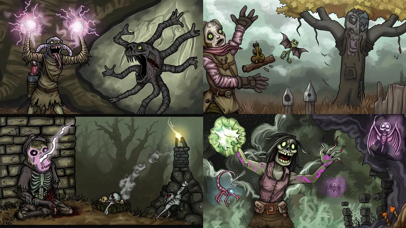 Eerie Twilight: Cohesive Blend of Goth-Infused Comic Book Artistry - Midjourney sref style